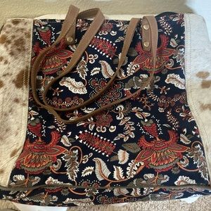 Myra Summer Floral Paisley & Hairon Tote, shoulder bag